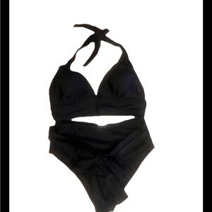 Elegant Black Halter Bikini Set